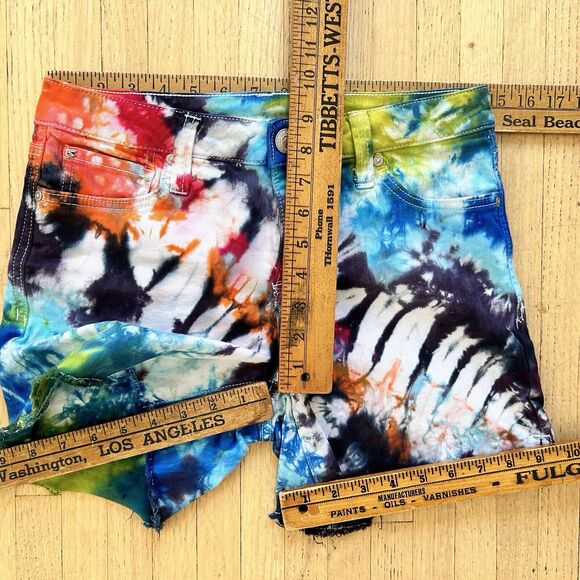 Seven 7 For All Mankind Shorts Tie Dye Denim BOHO Festival size 4 30" - Picture 6 of 6